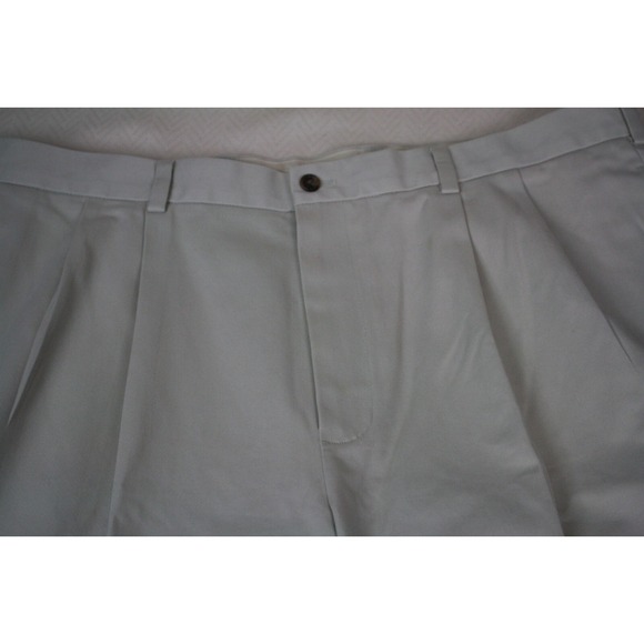 BROOKS BROTHERS Pant Advantage Chino All Cotton Pleated Cuff Beige Tan W40/L34 - Picture 5 of 9